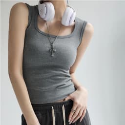 Women Solid U Neck Ribbed Tank Top Camisole Women Summer Basic Elastic Tank Top U Neck Solid Tank Top