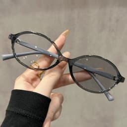 Advanced Elliptical Frame Photochromic Myopia Glasses Anti-Blue Light Glasses Optical Prescription Eyeglasses 0 TO -4.0