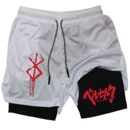 Anime Berserk Performance Shorts Men 2-in- Running Compression Shorts Training Yoga Gym Sportswear Workout Shorts with Pockets