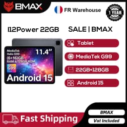 BMAX I12 Power Tablet 11.4" 2.4K IPS 90Hz Display MediaTek Helio G99 8-core 22(6GB+16GB) RAM 128GB ROM 8000mAh Type-C Android 15 Tablets 4G LTE GPS WiFi Support Dual SIM