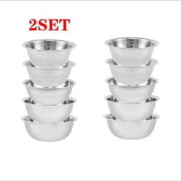 5Pcs Salad Mixing Bowl Set Stainless Steel Multipurpose Soup Basin 5 Sizes Nesting Bowls for Kitchen Cooking Baking Food Storage