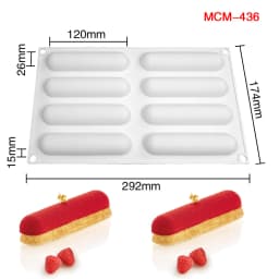 Oval Long Strip Mousse Cake Mold Silicone Pastry Mold For Sweets Cake Forms Tray DIY Homemade French Sweets Baking Mould