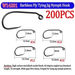 200pcs Barbed and Barbless Fishing Fly Hook Nymphs Pupa Egg Fly Dry Fly Wet Fly Jig Nymph Hook Caddis Streamer Fly Tying Hook