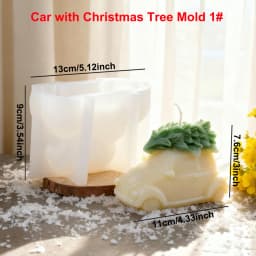 Car with Christmas Tree Candle Mold 3D Car with Pine Tree Soap Resin Mold for Holiday Decoration Christmas Home Decor Gift