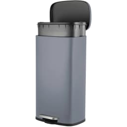Homfa 30L Stainless Steel Step Trash Can Kitchen Garbage Can W/ Soft Close, Black,White, Silver, Gray, Red