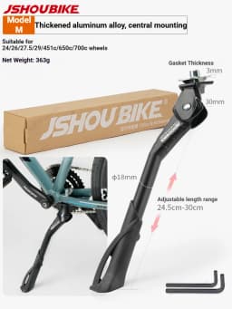 JSHOUBIKE Bicycle Kickstand, Thickened Durable Aluminum Alloy, Adjustable Length Bike Support Stand, For Bicycle and E-Bike