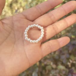 Elastic Beaded Ring Featuring Acrylic Pearls in Wave Drop Geometric Shapes Korean Style Unisex Jewelry Fresh Sweet Design Multip