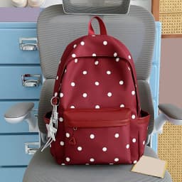 Polka Dot Aesthetic Preppy Backpack Kawaii Sweet Campus Bookbag Travel Casual Daypack for Elementary & Middle Girl Students