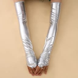 48CM Women Multicolor Patent Leather Hook Finger Gloves Cosplay Stage Performance Electronic Music Festival Bar Pole Dance Solid