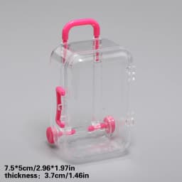 7x5cm Transparent Mini Suitcase Trolley Luggage Candy Packaging Box Handbag Model Earrings Necklace Ring Gift Display Box 1Pcs