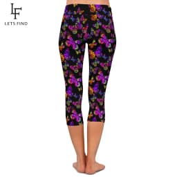 LETSFIND High Quaility Colorful Butterfly Pattern Print Women Fitness Capri Leggings High Waist Slim Mid-Calf Stretch Leggings