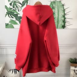 plus Size Fleece Lined Thickened Medium Length Open Cardigan Hooded Loose Maternity Sweatshirt Jacket Women's Korean Style Co...