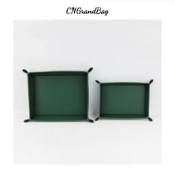 Free Customized Foldable PU Leather Tray for DIce Table Key Wallet Coin Organizer Square Tray Desktop Storage Box Jewelry Tray