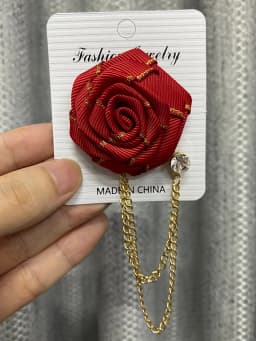 Korean Style Handmade Rose Flower Brooch Pin for Men Wedding Groomsmen Tassel Chain Lapel Accessory Cloth Art Suit Badge