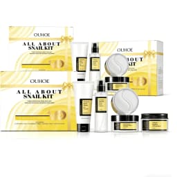 Snail Mucin Skincare Set-Complete 4-Step Glow Routine,Natural Snail Mucin Power&Hydration Barrier,Hydrogel Eye Mask Relief,Gift Packaging