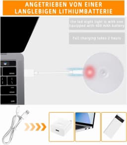 Night Light With Motion Sensor 1000mAh Battery Rechargeable Cabinet Lamp Magnetic For Bedroom Bedside Table Kitchen Light