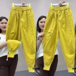 Spring Autumn New Solid Color Corduroy Pants Women Elastic Waist Loose Harem Pants All-Match Casual Bundle Foot Trousers Ladies