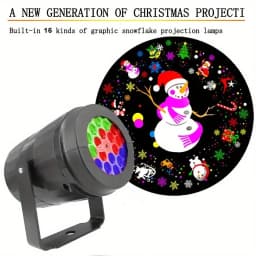 USB Power Christmas Projector Lights LED Fairy Lights 360° Rotating White Snow Projection Lamp for Home Party Xmas Decoration