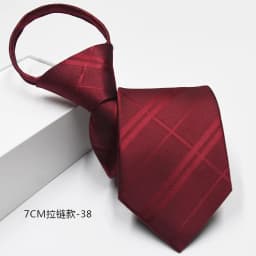 New 7cm Mens Tie Pre-tied Easy Wear Neck Tie Business Wedding Zipper Lazy Pre-tied Korean Style Striped Plaid Solid Necktie