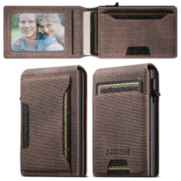 Push-out Card High Quality Faux Leather Card Holder Wallet Holder Large Capacity Can Hold 1-12 Cards 1 Photo Black/Brown/Blue