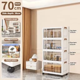 Heavy Duty Foldable Storage Cabinet with Wheels – Multi-layer Baby Wardrobe & Toy Organizer for Bedroom, Space-Saving for Kids