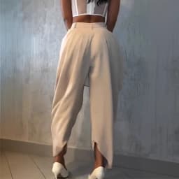 New Women's Pants High Waist Loose Drape Irregular Small Feet Casual Pants Trousers Solid Color
