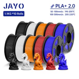 JAYO 3D Filament PLA + 2.0 10 Rolls Upgrade PLA plus 3D Printer Filament Neatly 3D Printing Material For FDM Multicolor