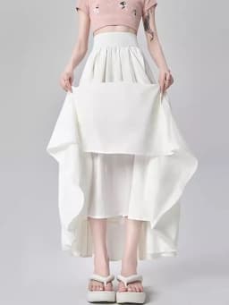 Solid Color Suit Skirt High Waist Medium Length Pleated Skirt Fashionable Versatile A-line Umbrella Skirt Spring Summer New