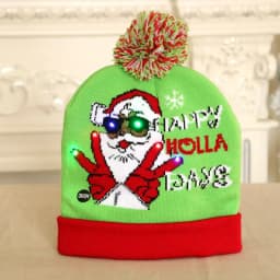 New Style! LED Christmas Hat Beanie Light Up Illuminate Warm Hat 48 Patterns New Year Snowman Sweater Hat Christmas Decorations