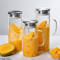 1pc 1L/1.5L Borosilicate Glass Straight Water Pitcher with Stainless Steel Lid, Household Juice Jug, Suitable for Coffee, Juice
