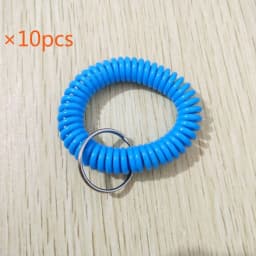 10pcs Lucky Line 2” Spiral Wrist Coil with Steel Key Ring, Multi-Color Flexible Wrist Band Key Chain Bracelet, Stretches to 12”,
