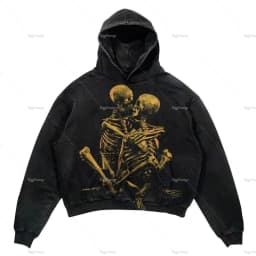 New Street Gothic Casual Letter Blast Print Pattern Men Clothing Fashion Hoodie Harajuku Retro Y2K Hoodie Sweatshirt
