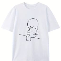 Short-Sleeve Shirt for Summer, Feeling Sad about Gaining Weight, Creatively Designed Round-Neck T-Shirt, Unisex Casual Tops