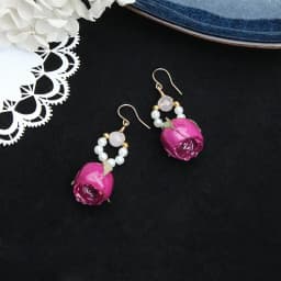 Unique Red Rose Earrings Epoxy Resin Natural Rose Flower Earrings Elegant Immortal Rose Drop Earrings Wholesale Custom Packaging