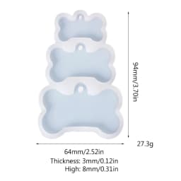 3-Cavities Dog Tag Bone Shaped Keychain Epoxy Resin Mold DIY Crafts Decorations Casting Tools Charm Jewelry Pendants Sil