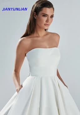 Customized Wedding Dress A-Line Satin Elegant Boat Neck Neckline Straopless Chapel Train With For Party Plus Sizes Bride Gown