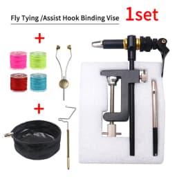 Elllv 360° Rotation Assist Hook Binding Vise/ Fly Tying C-Clamp Vise with Hardened Steel Jaws Fishing Lure Making Tools