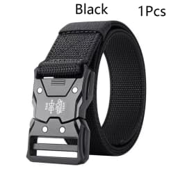 Automatic Buckle Tactical Belts Men's Woven Nylon Military Belt Durable Black Outdoor Army Hunting Golf Waist Belt
