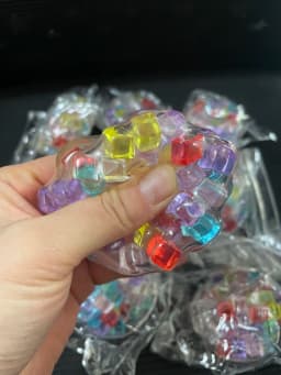 Rainbow Cube Stress Ball TPR Bead Pressure Reducing Decompression Pinch Ball for Children DIY Handmade Adult Vent Toy