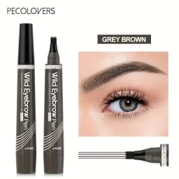 5 Colors Liquid Eyebrow Pen, Long Lasting Eyebrow Tattoo Pen, 4-splitted Head Eyebrow Tint Pen , Gray Brown Eyebrow Makeup