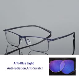 KOCOLIOR Full Frame Titanium Anti Blue Light Reading Glasses Men Ultralight Business Presbyopia Eyeglasses Photochromic Readers