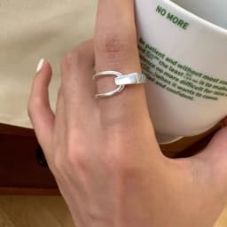 PANJBJ  925 Sterling Silver Double Layer Ring for Women Girl Gift Geometry Hollowing Out Minimalism Fashion Jewelry Wholesale