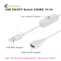 5V 2A USB Inline On Off Button Switch Cable Male to Female USB Cord for LED Strip Desk Lamp USB Powered Small Electronic Devices