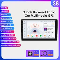 Hizpo Android 14 Car Radio Autoradio 2 Din 9"/10"/10.33” Universal WIFI GPS RDS Audio Multimedia Player For Nissan Toyota Kia VW