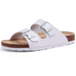 Comwarm Buckle Clogs For Women Men New Genuine Suede Clogs with Arch Support Soft Cork Footbed Mules Fashion Thick Beach Sandals