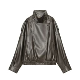 Women's Jacket 2026 Autunm New Black Long Sleeve Pebble Faux Leather Jacket Motorcycle Style Personality Fashion