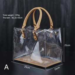 Handmade Pvc Handbag Leather Shoulder Bag Strap Transparent Tote Waterproof Clutch Travel Crossbody Women Large Capacity Handbag