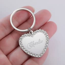 COOLTIME Heart Custom Engraved Keychain Stainless Steel Personalized Love Heart Custom Keychain Jewelry Bag Accessories