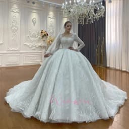 Luxury Square Neck Tulle Classic Vintage Design Simple Elegant Wedding Bride Dress Shimmering Customized فستان العر