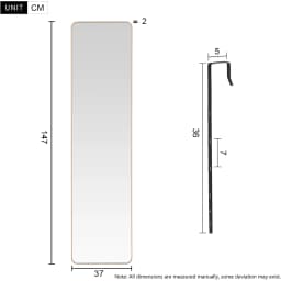【Lifeideas】Full Length Mirror with Rounded Corners Door Hanging Black Mirror 37x147cm